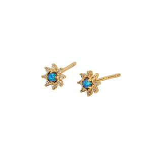 Cute Mini Blue Created Opal CZ Flower 925 Sterling Silver Stud Earrings &ndash; 925 sterling silver