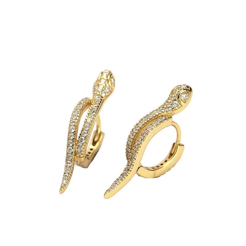 Modern CZ Snake 925 Sterling Silver Animal Hoop Earrings &ndash; 925 sterling silver