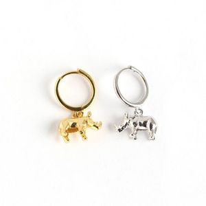 Cute Rhinoceros Animal 925 Sterling Silver Leverback Earrings &ndash; 925 sterling silver