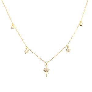 Women CZ Shining Stars 925 Sterling Silver Necklace &ndash; 925 sterling silver