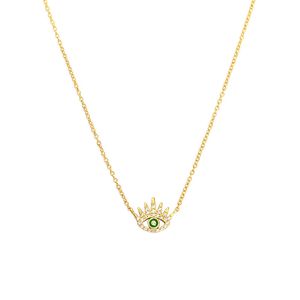 Women Green CZ Devil's Eye 925 Sterling Silver Necklace &ndash; 925 sterling silver