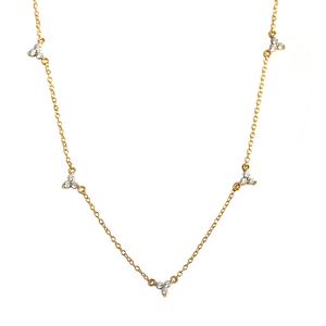 Simple CZ Three Leaf Clovers 925 Sterling Silver Necklace &ndash; 925 sterling silver