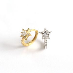 Girl Shining CZ Stars 925 Sterling Silver Hoop Earrings &ndash; 925 sterling silver