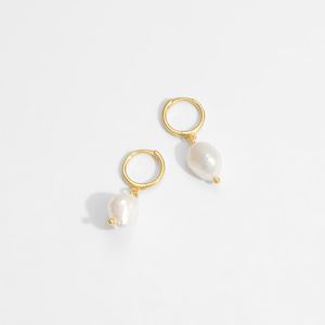 Casual Baroque Irregular Natural Pearl 925 Sterling Silver Dangling Earrings &ndash; 925 sterling silver