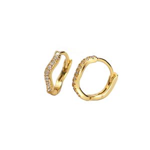 Simple Mini CZ Irregular Wave 925 Sterling Silver Stacker Hoop Earrings &ndash; 925 sterling silver