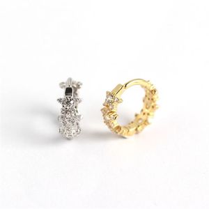 Geometry CZ Stars 925 Sterling Silver Huggie Hoop Earrings &ndash; 925 sterling silver