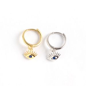 Fashion Blue CZ Eyes 925 Sterling Silver Hoop Earrings &ndash; 925 sterling silver