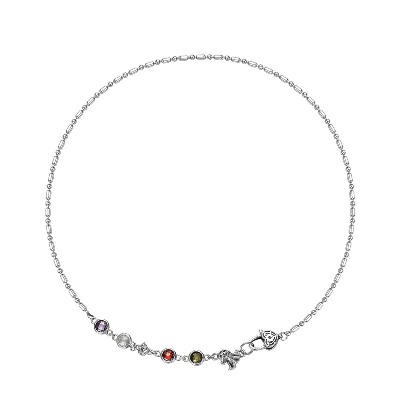 Vintage Colorful CZ Halloween Ghost 925 Sterling Silver Necklace &ndash; 925 sterling silver
