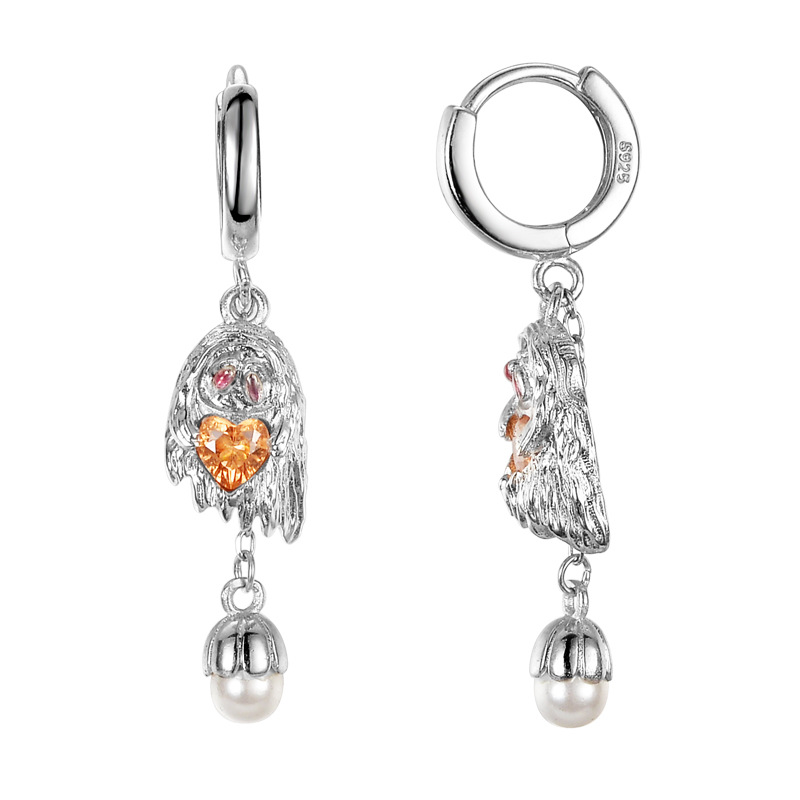 Halloween CZ Ghost Bell 925 Sterling Silver Leverback Dangling Earrings &ndash; 925 sterling silver