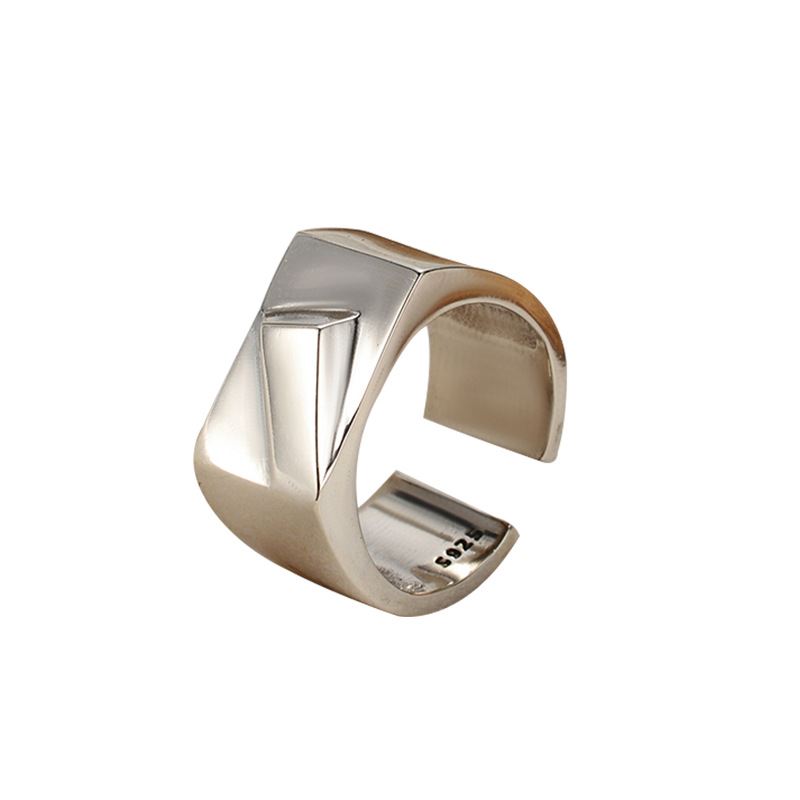 Men's Geometry 925 Sterling Silver Adjustable Ring &ndash; 925 sterling silver