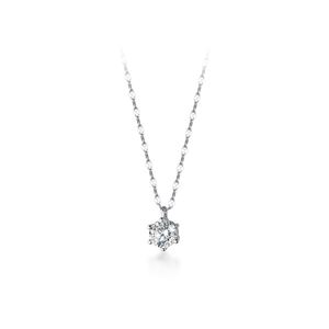 Cubic Zirconia Minimalist Round Solitaire Six Prong S925 Sterling Silver Necklace &ndash; 925 sterling silver
