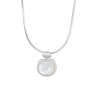 Tiger Eye and Shell S925 Sterling Silver Dual-Sided Pendant Necklace &ndash; 925 sterling silver