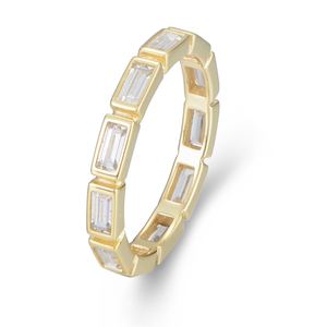 Modern Geometry Baguette Rectangle CZ 925 Sterling Silver Ring &ndash; 925 sterling silver