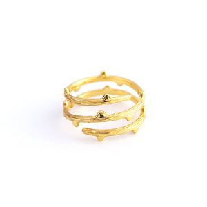 Thorn Branch Textured Wrap S925 Sterling Silver Open Band Adjustable Ring &ndash; 925 sterling silver