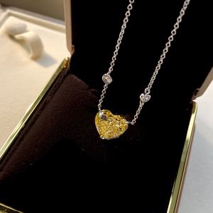 Geometry Yellow CZ Heart 925 Sterling Silver Necklace &ndash; 925 sterling silver