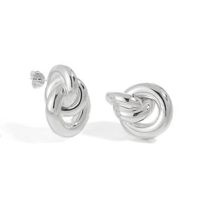Casual Simple 999 Sterling Silver Electroforming Three Circles Knots Cross Stud Earrings &ndash; 925 sterling silver
