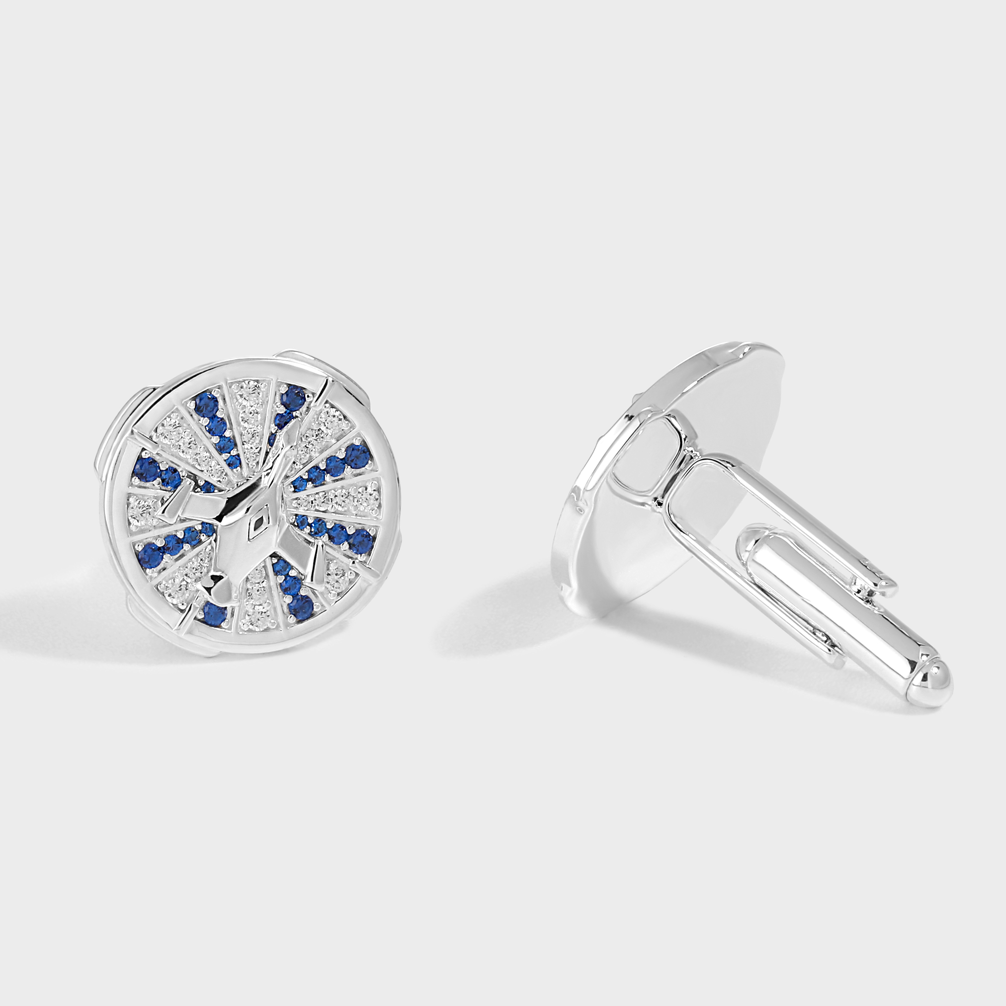 Mens Classic Micro Setting CZ 925 Sterling Silver Cufflinks &ndash; 925 sterling silver