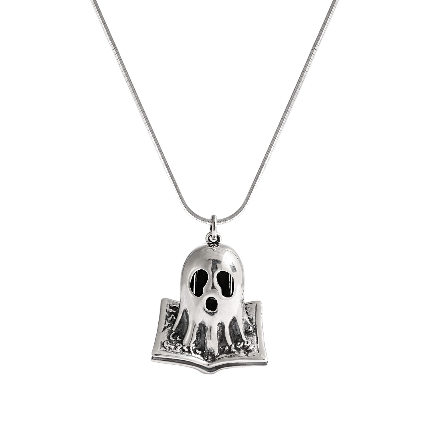 Vintage Book Ghost 925 Sterling Silver Necklace &ndash; 925 sterling silver