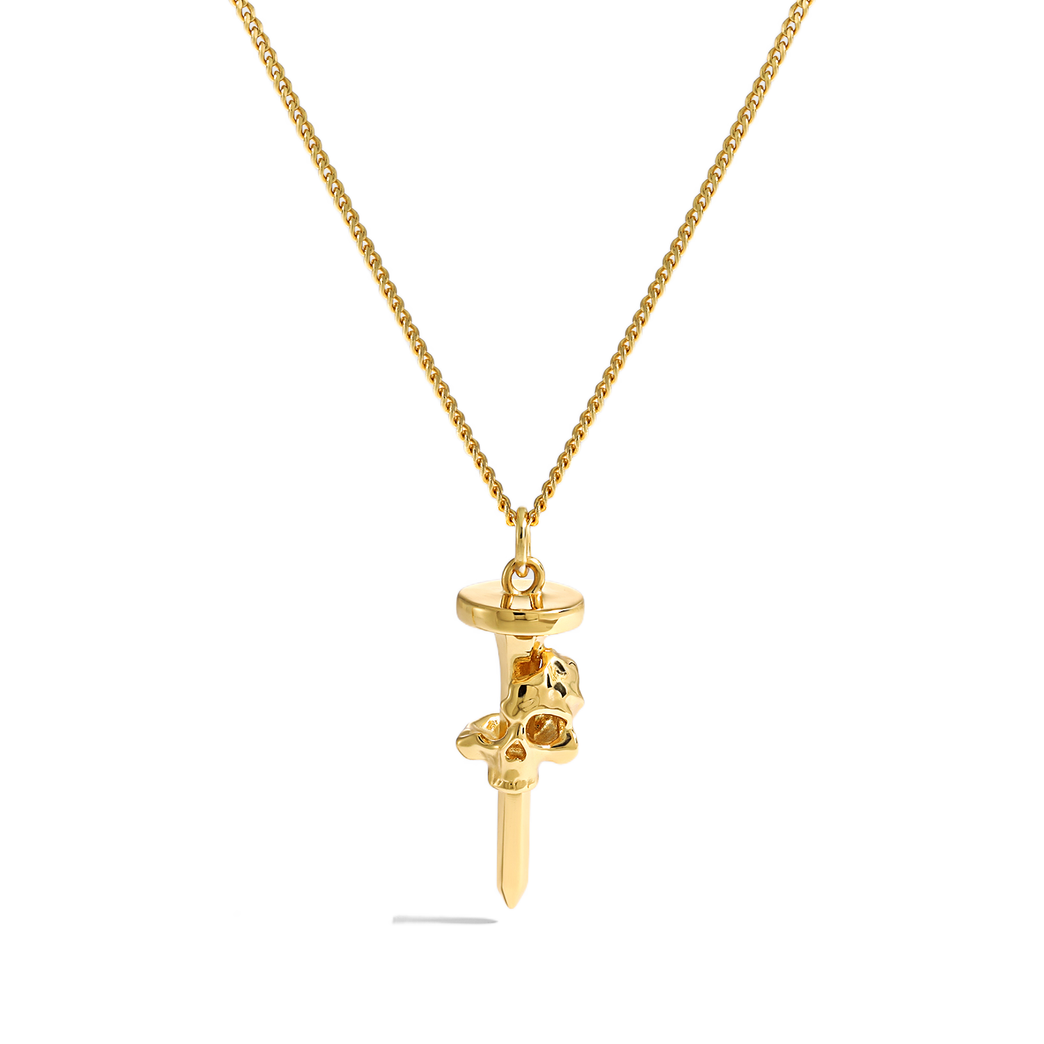 Modern Skull Head Nail 925 Sterling Silver Necklace &ndash; 925 sterling silver