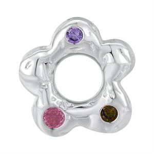 Wrinkled Color-Contrast Flower Pendant S925 Sterling Silver Trendy Fashion Artisan Charm &ndash; 925 sterling silver