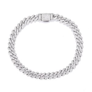 Mossanite Geometric Cuban Link 925 Sterling Silver Bracelet &ndash; 925 sterling silver