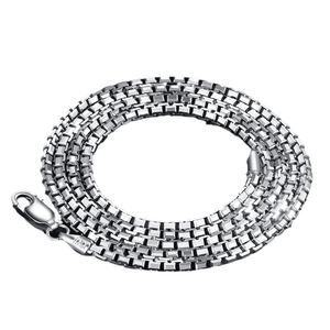 Pure Metal Geometric Box Chain Necklace Silver Color Solid 925 Sterling Silver Polished No Pendant Minimalist Unisex Short Chain Necklace 2mm Fashion &ndash; 925 sterling silver