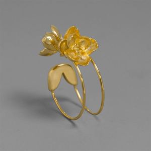 Beautiful Jasmine Flower 925 Sterling Silver Adjustable Ring &ndash; 925 sterling silver