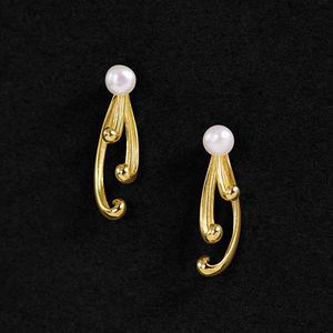 Blooming Chrysanthemum Flower Natural Pearl 925 Sterling Silver Dangling Earrings &ndash; 925 sterling silver