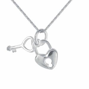 Simple Heart Lock And Key 925 Sterling Silver DIY Charm &ndash; 925 sterling silver