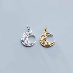Fashion CZ Crescent Moon 925 Sterling Silver DIY Charms &ndash; 925 sterling silver