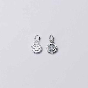 Sweet Smile Matte Round Tag 925 Sterling Silver DIY Pendant &ndash; 925 sterling silver