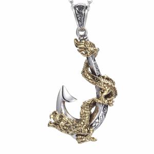 Golden Dragon Twining Around Pirate Hook Men's Solid 925 Sterling Sliver Pedant &ndash; 925 sterling silver