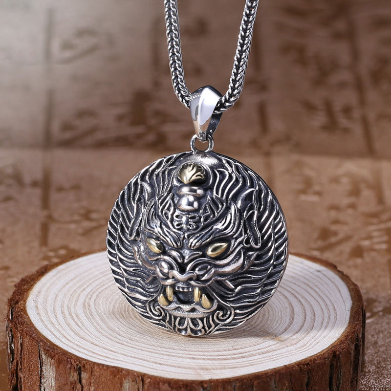 Fashion Oxide Brave Troops 925 Silver Round Pendant Man &ndash; 925 sterling silver