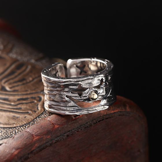 Vintage Clown Men's 925 Sterling Silver Wide Adjustable Ring &ndash; 925 sterling silver