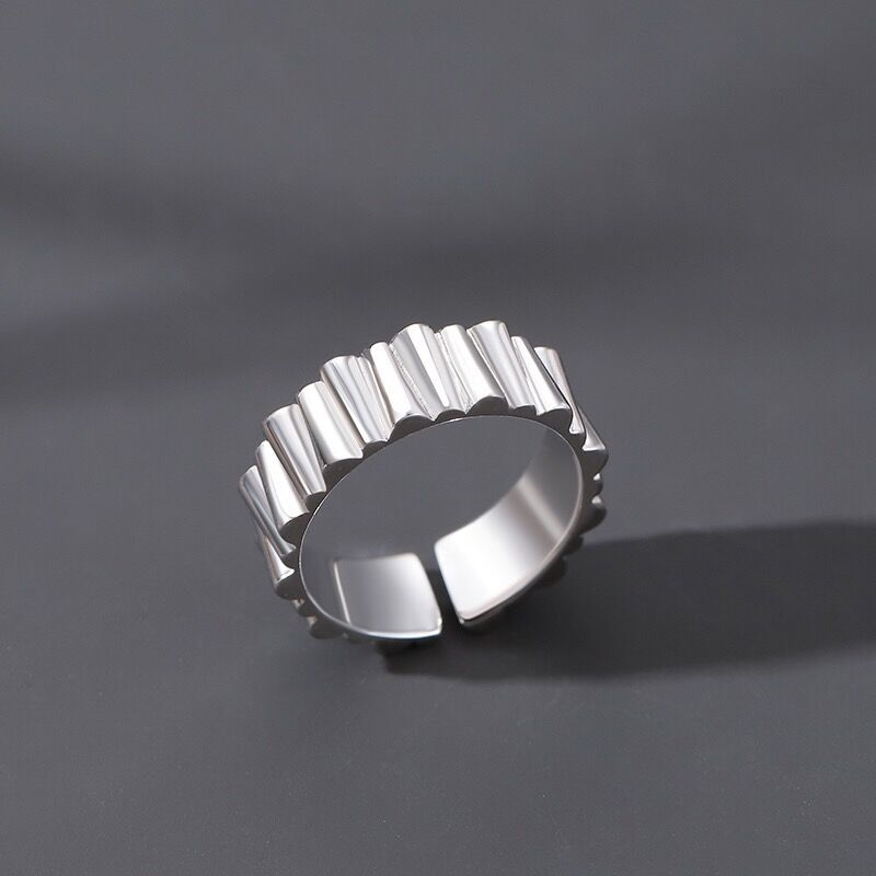 Men's Geometry Vertical Stripes 925 Sterling Silver Adjustable Ring &ndash; 925 sterling silver