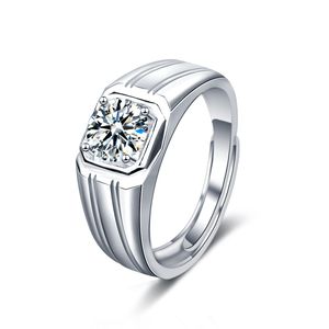 Simple Men Geometry Moissanite CZ Square 925 Sterling Silver Ring &ndash; 925 sterling silver