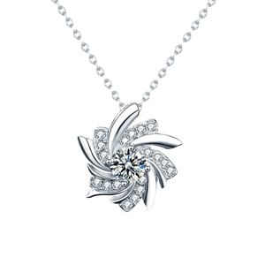 Modern Moissanite CZ Windmill 925 Sterling Silver Necklace &ndash; 925 sterling silver