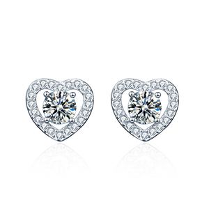 Girl Four Claw Moissanite CZ Hearts 925 Sterling Silver Stud Earrings &ndash; 925 sterling silver
