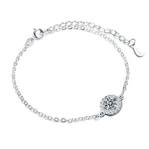 Women Round Moissanite CZ Flower 925 Sterling Silver Bracelet &ndash; 925 sterling silver
