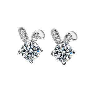 Cute Moissanite CZ Bunny Ear Rabbit 925 Sterling Silver Stud Earrings &ndash; 925 sterling silver