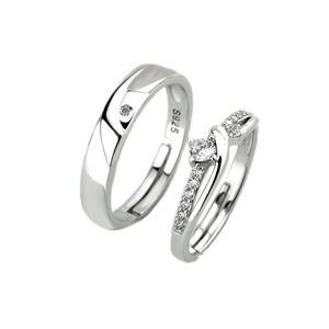 Honey Moon Simple CZ Twisted Cross 925 Sterling Silver Adjustable Couple Ring &ndash; 925 sterling silver