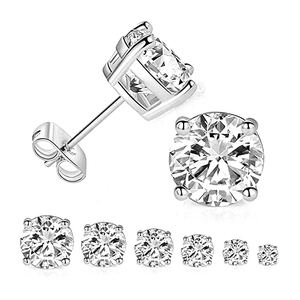 Minimalism Simple Four Claw Round CZ 925 Sterling Silver Stud Earrings &ndash; 925 sterling silver