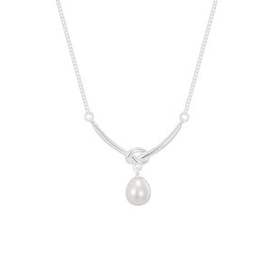 Natural Freshwater Pearl Knot Design S925 Sterling Silver Chain Necklace &ndash; 925 sterling silver