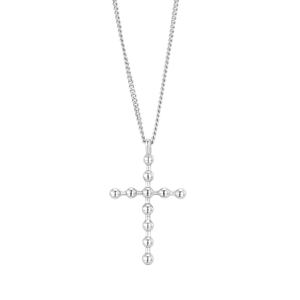 Elegant Cross Design 925 Sterling Silver Necklace with Beaded Chain Style Adjustable Length 18K Gold Plated Fashion for Women Party Gift &ndash; 925 sterling silver