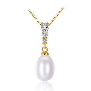CZ Waterdrop Natural Pearl 925 Silver Necklace &ndash; 925 sterling silver