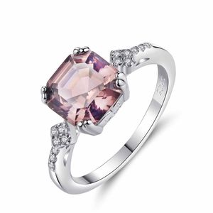 Elegant Geometry Brown Radiant Natural Morganite CZ 925 Sterling Silver Ring &ndash; 925 sterling silver