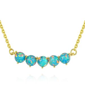Classic Created Opal Beads 925 Sterling Silver Necklace &ndash; 925 sterling silver