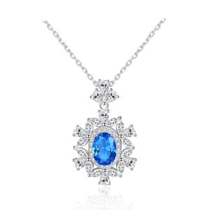 Elegant Oval Natural Treated Crystal Flower CZ 925 Sterling Silver Necklace &ndash; 925 sterling silver