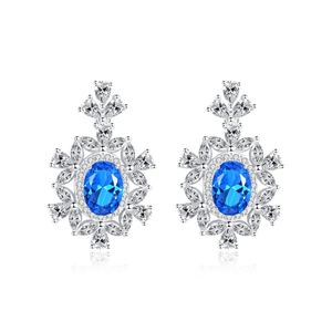 Modern Oval Flower 925 Sterling Silver Dangling Earrings &ndash; 925 sterling silver
