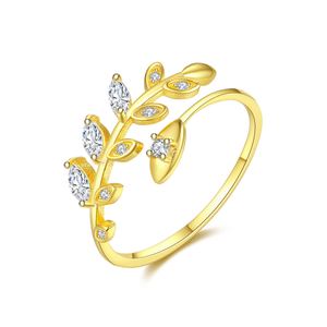 2019 Hot Sale CZ Olive Leaves Branch 925 Sterling Silver Adjustable Ring &ndash; 925 sterling silver
